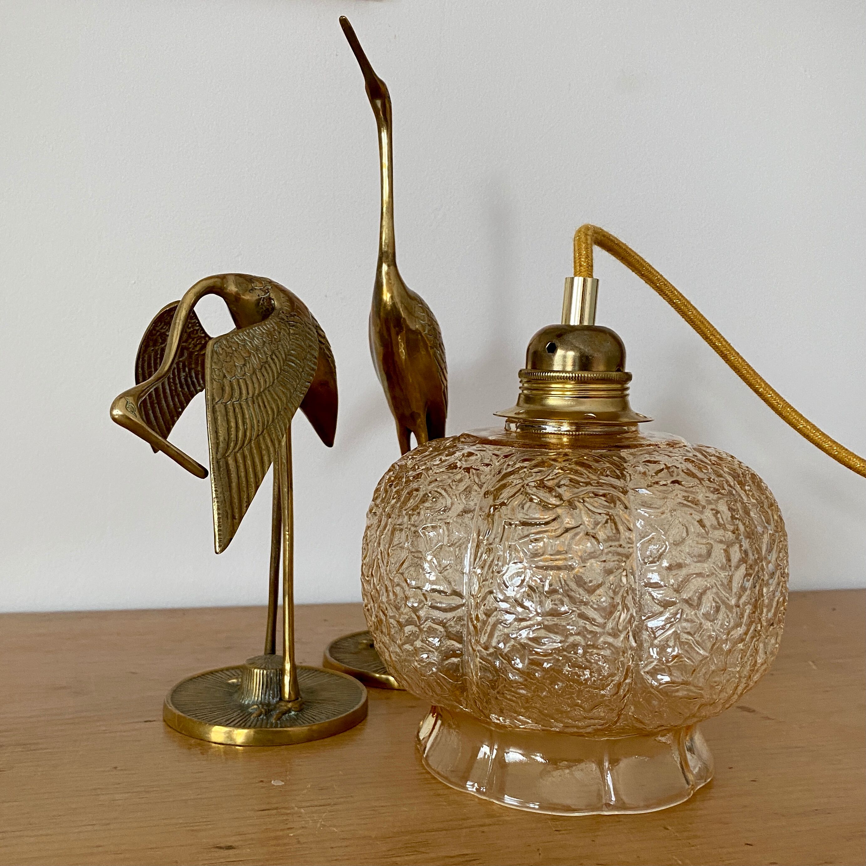 Vintage amber glass globe lamp