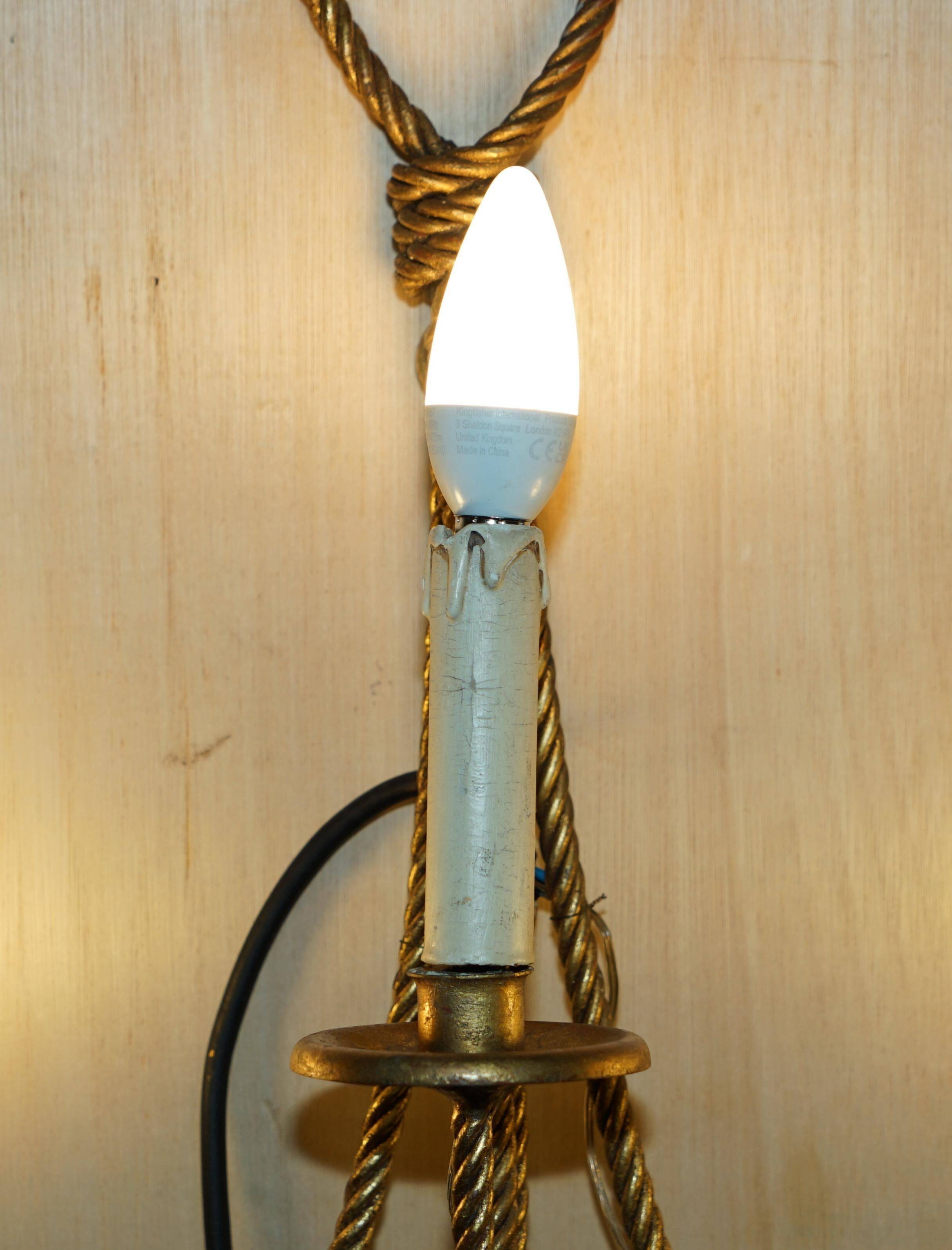 Vintage Twisted Wall Light Three Branches with Pendants