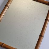 Antique mirror in turned bamboo-style wood, late 19th century, 69 x 53 cm