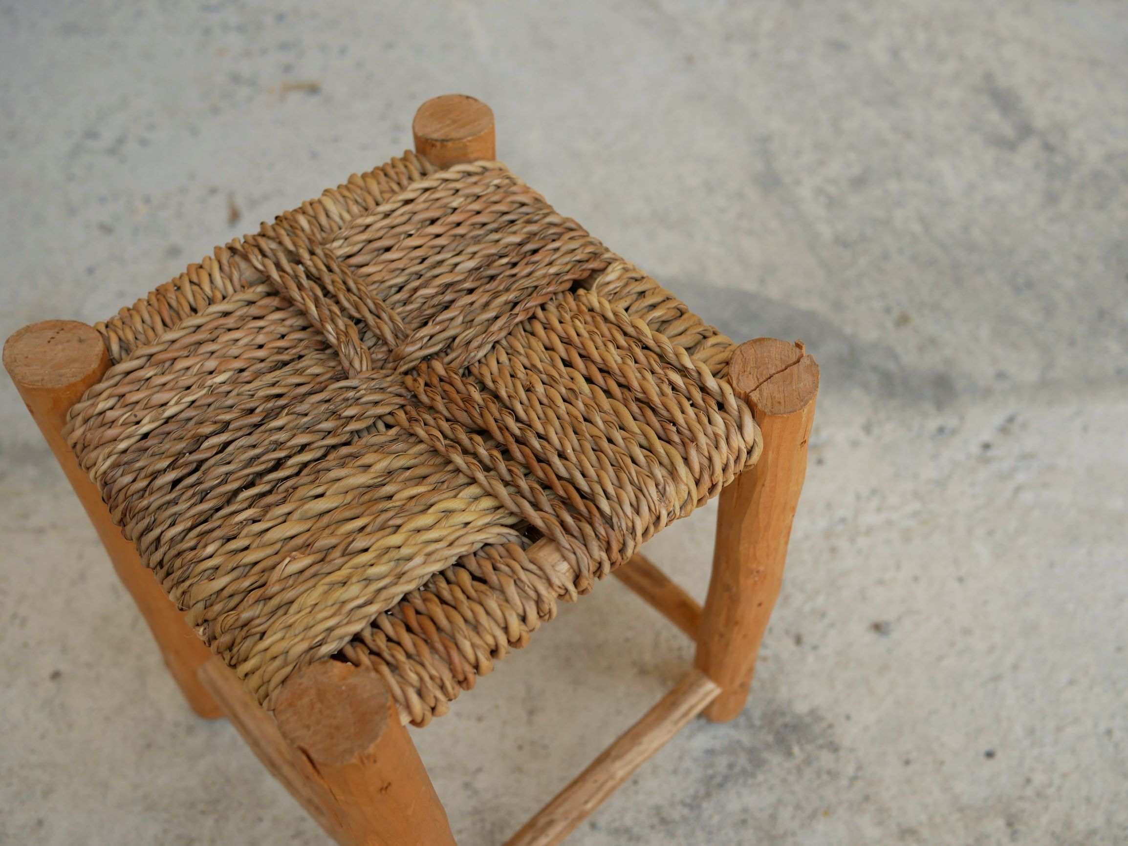 Vintage Berber wooden and straw set