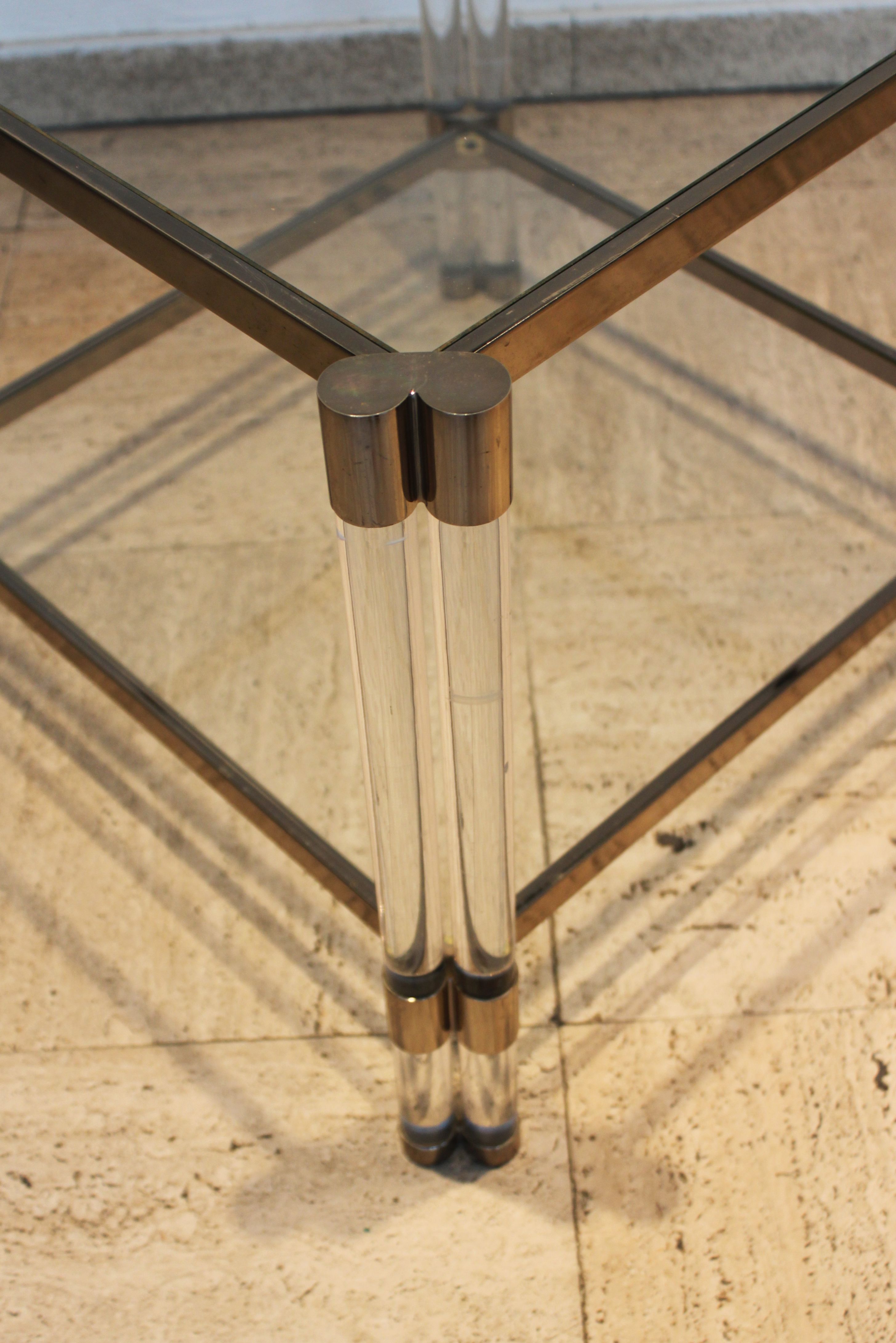 Table d'appoint carré chrome et plexiglass 70's