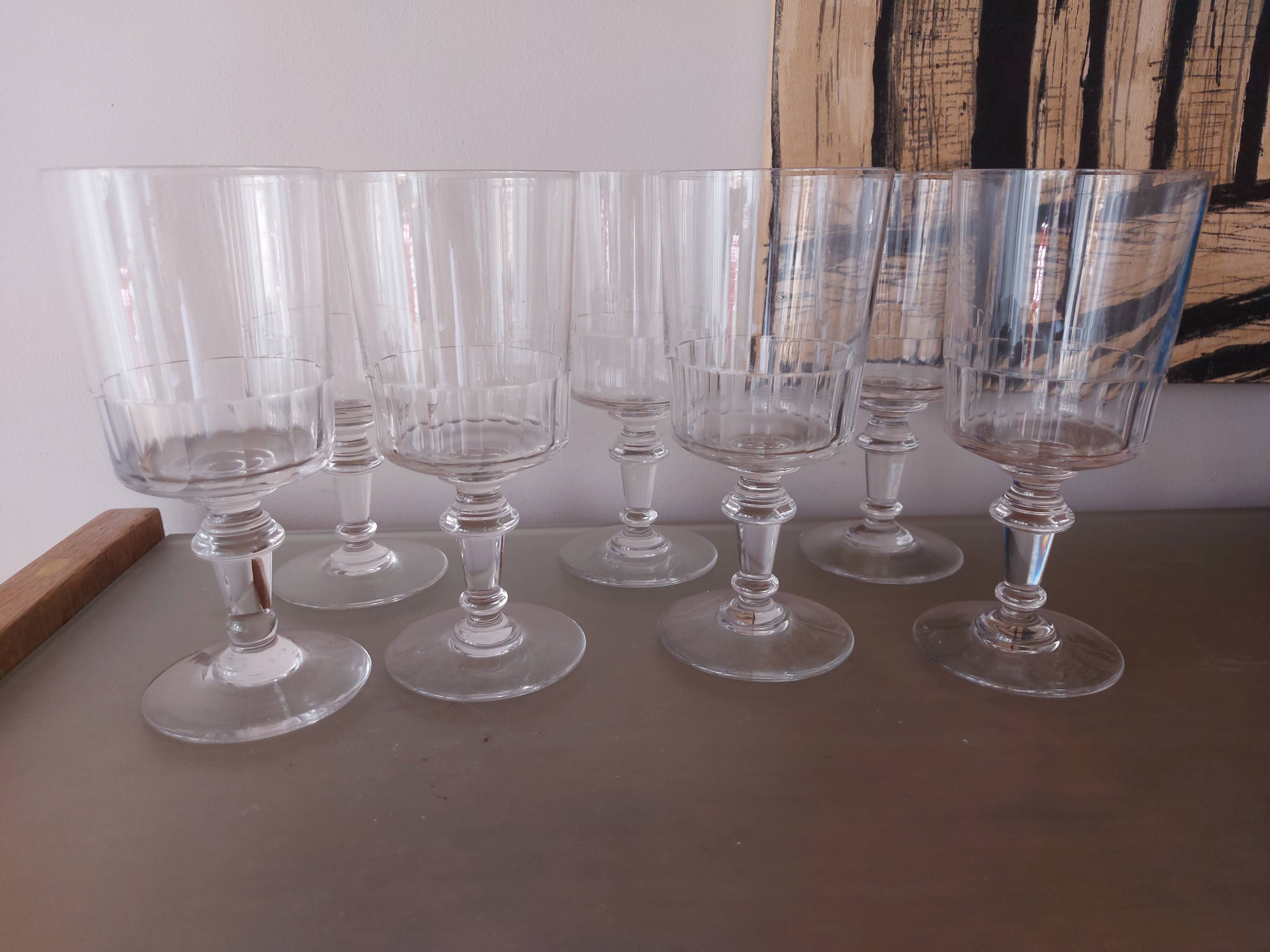 6 crystal water glasses of Porcieux model Mirabeau, early XX em