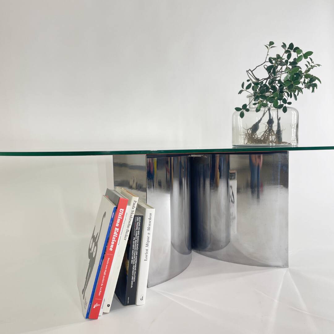 Silvered Crystal Coffee Table Jorn Mod. 3102 by G. Raimondi, Italy