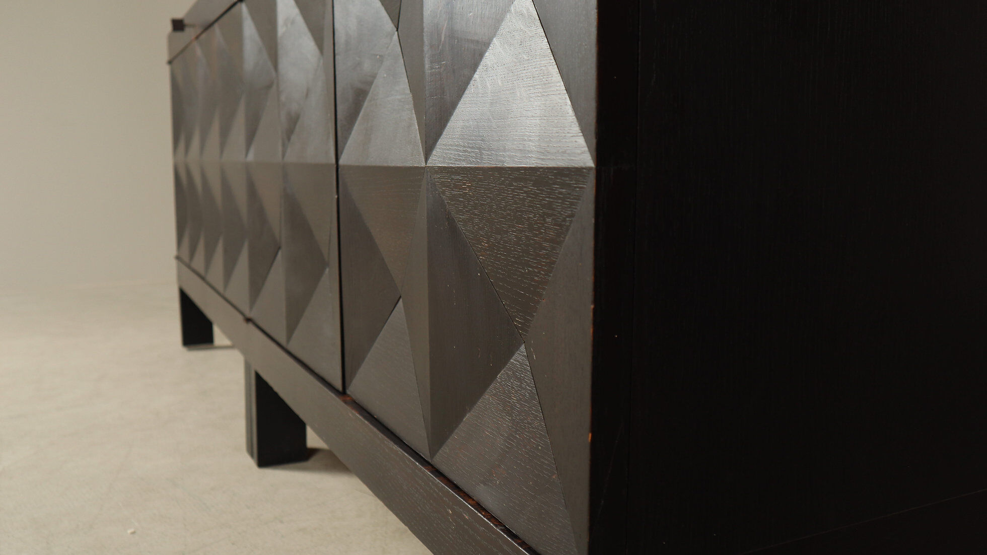 Jean Batenburg for MI brutalist sideboard in ebonized oak, Belgium, 1960s