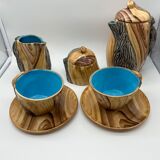 Vintage Vallauris Tea Service in Faux Bois by Grandjean-Jourdan