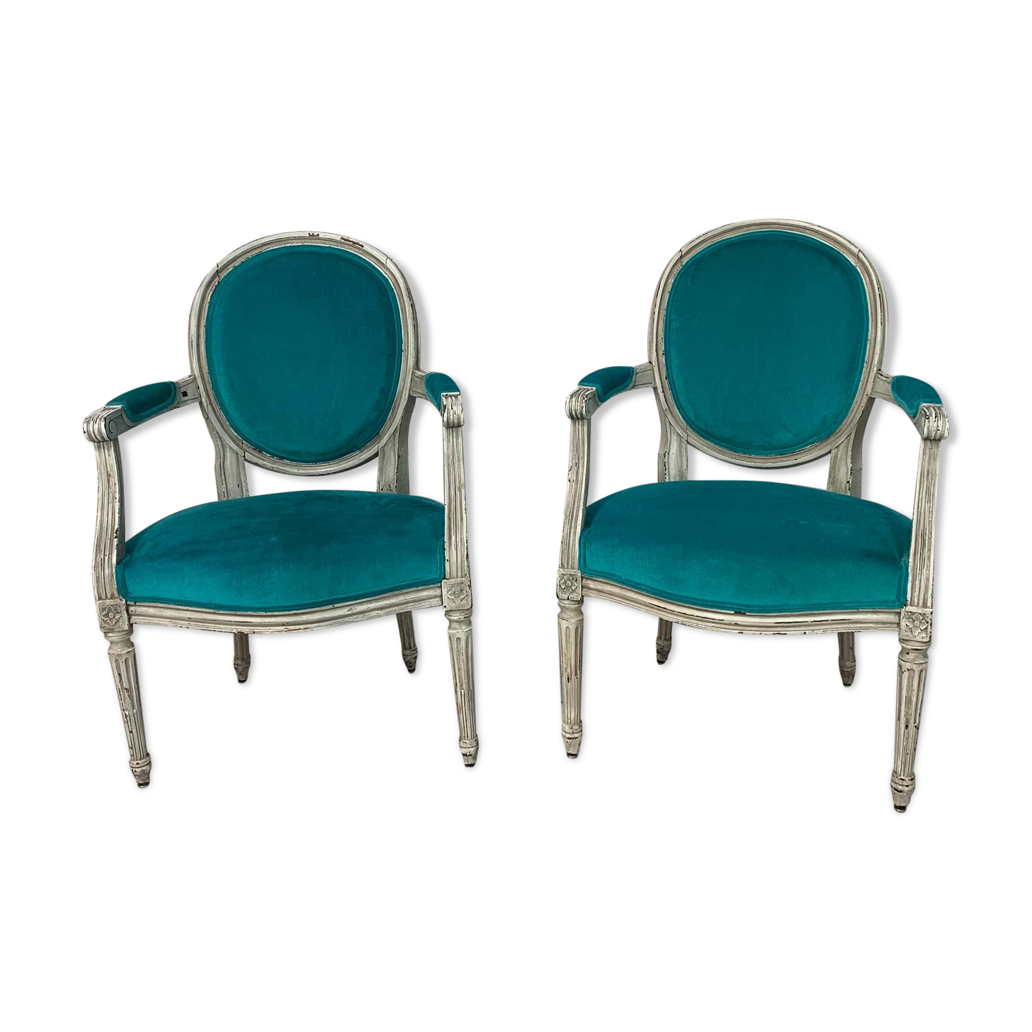 Pair of Louis XVI convertible armchairs