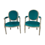 Pair of Louis XVI convertible armchairs