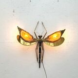 "Libellule" wall light by Jacques Duval Brasseur in brass and agate, 1970.