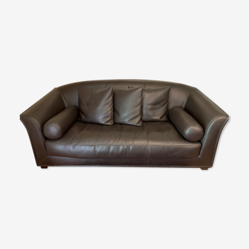 Leather sofa with flower wool