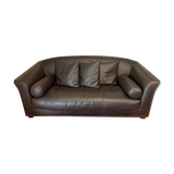 Leather sofa with flower wool