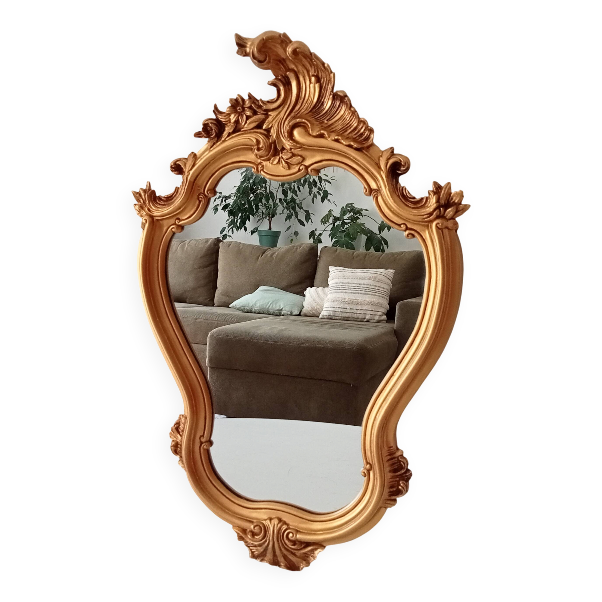Vintage rococo mirror in gilded resin