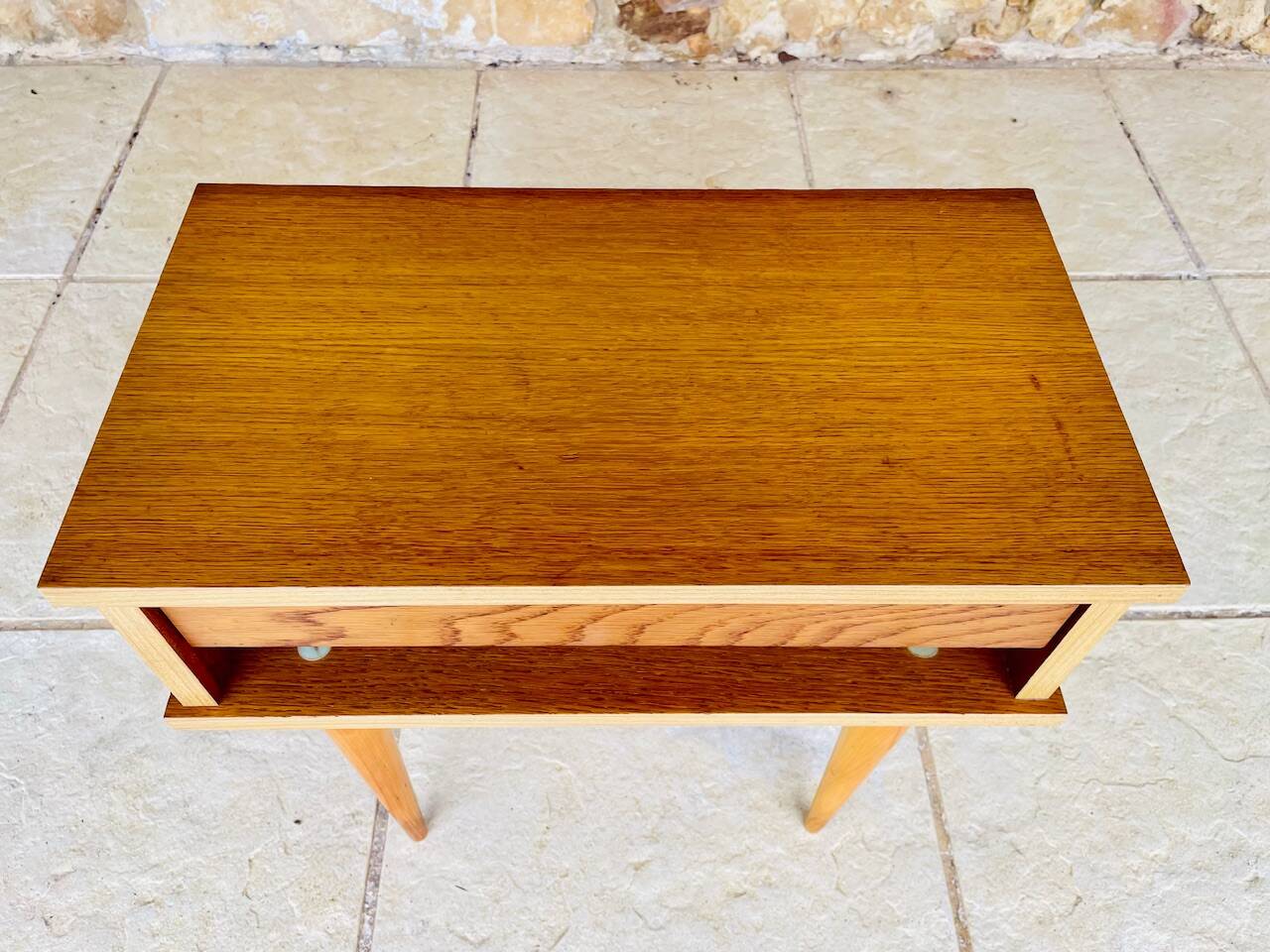 Vintage Scandinavian-style oak bedside table, circa 1960s/1970s