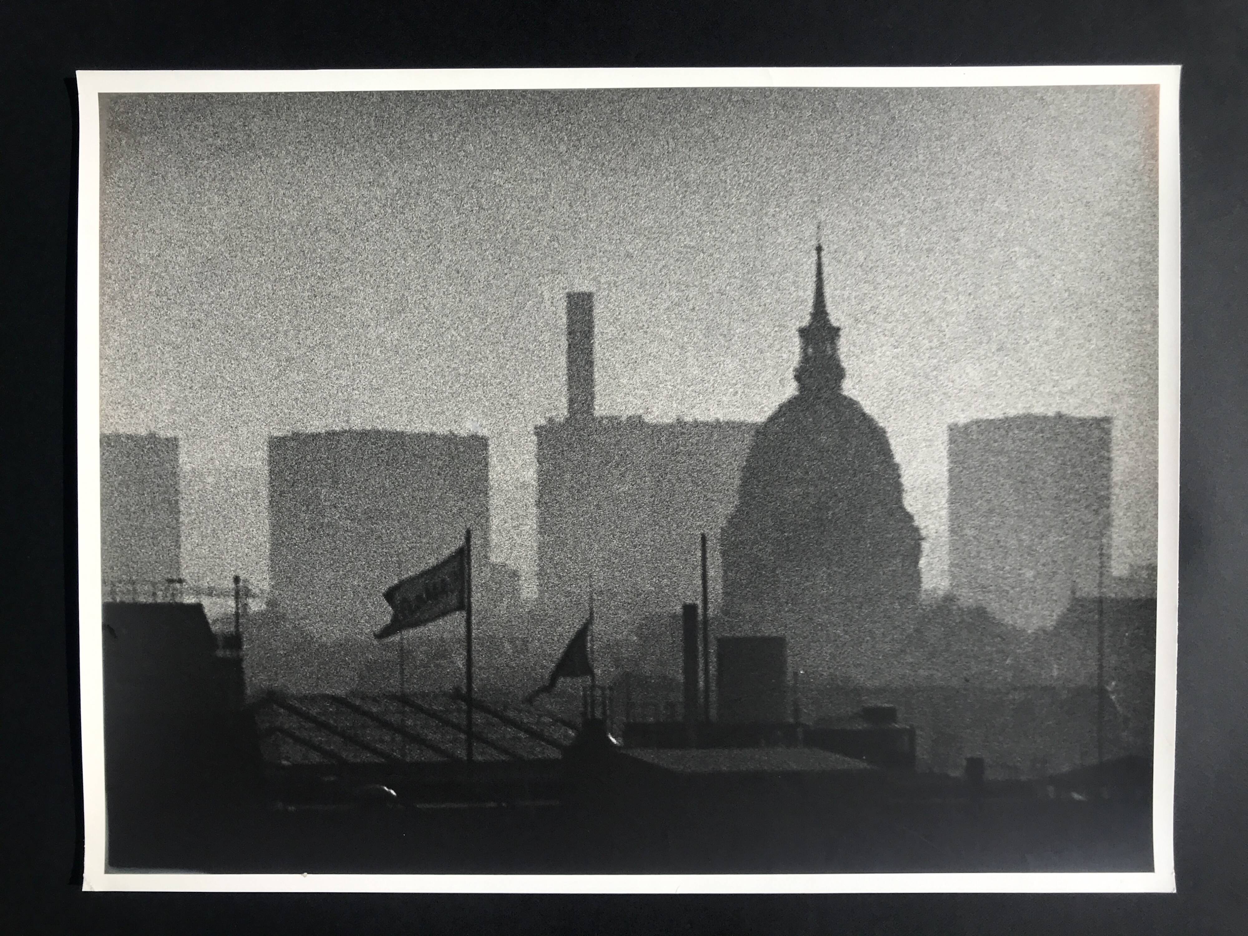 Rosine nusimovici, rooftops of paris from beaubourg, 1978. silver print