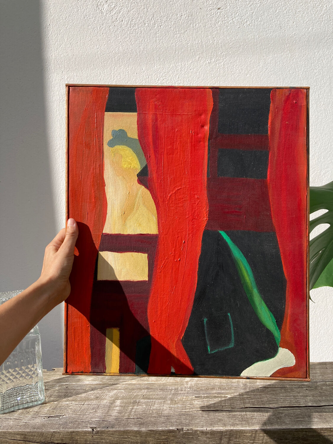 Abstract woman painting oil on canvas
