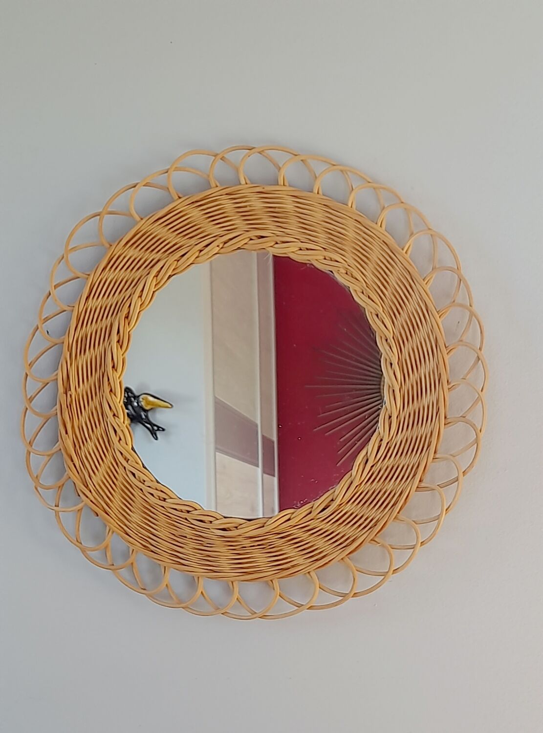 Braided wicker mirror