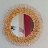 Braided wicker mirror