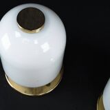 Pair of 1980s Italian Murano Lattimo Glass Mushroom Bedside Lamps