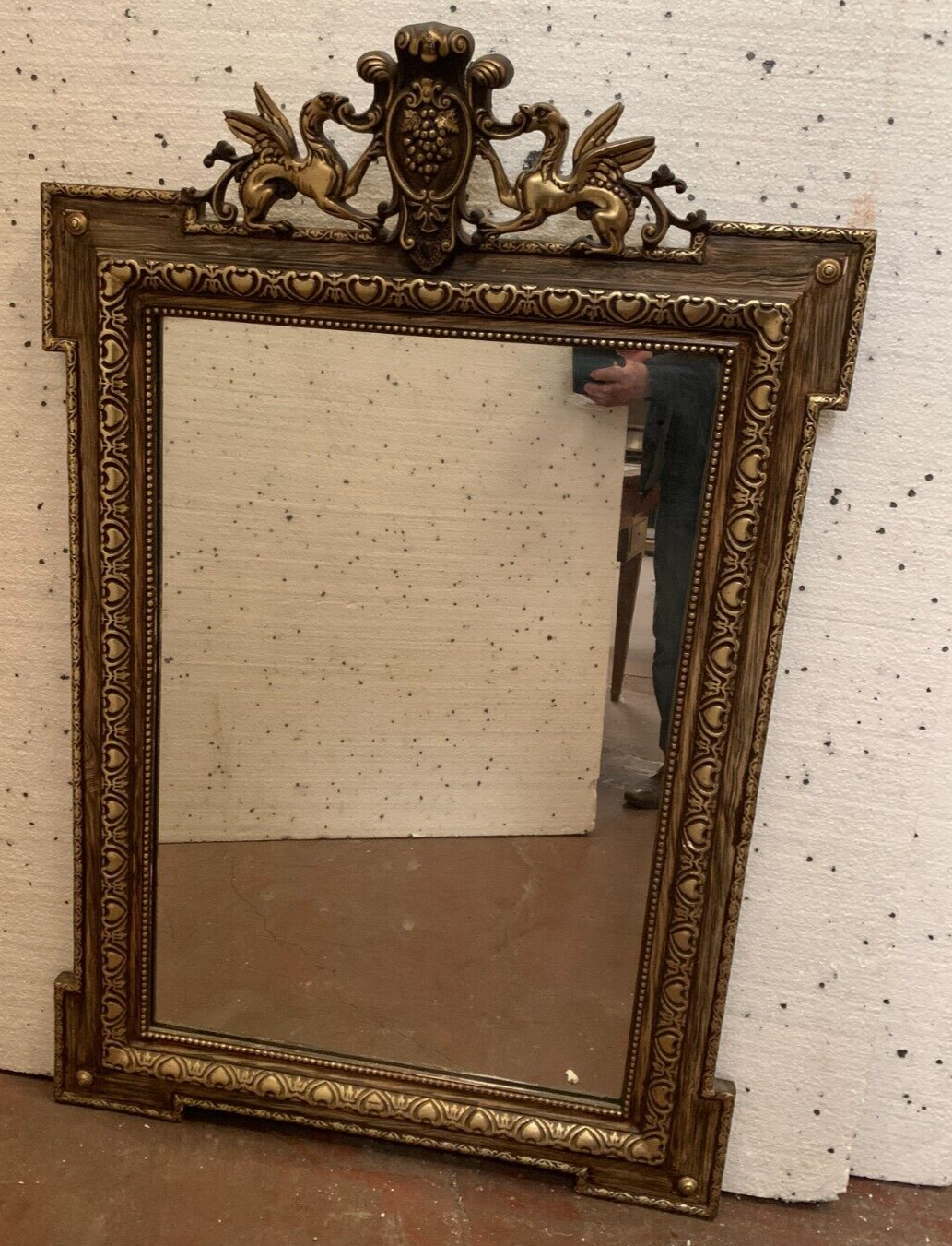 Napoleon III style mirror in wood and patinated stucco XX century