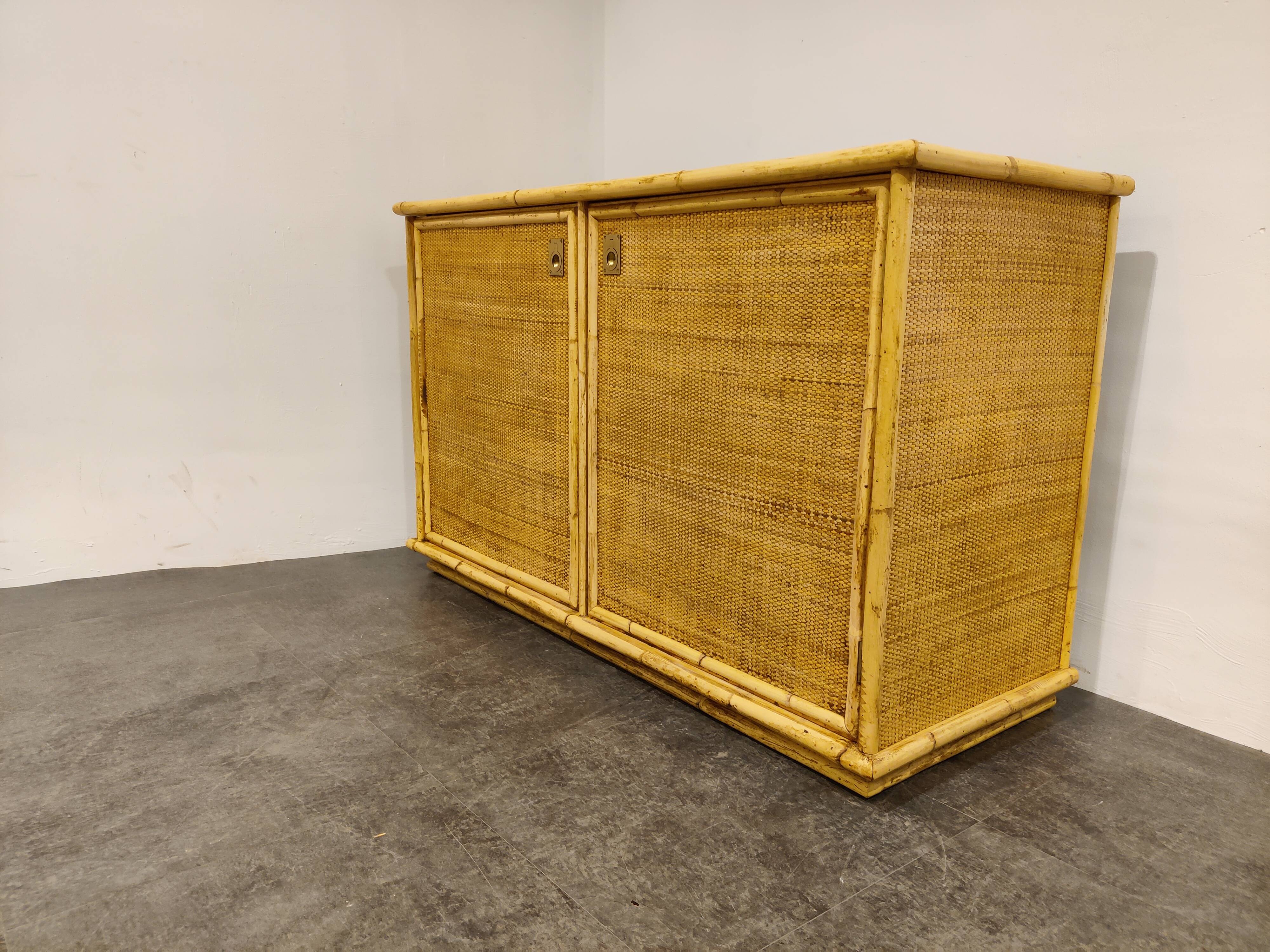 Wicker and bamboo cabinet by Dal Vera, 1960s