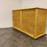 Wicker and bamboo cabinet by Dal Vera, 1960s