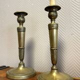 Pair of Empire period candlesticks in gilded bronze circa 1820