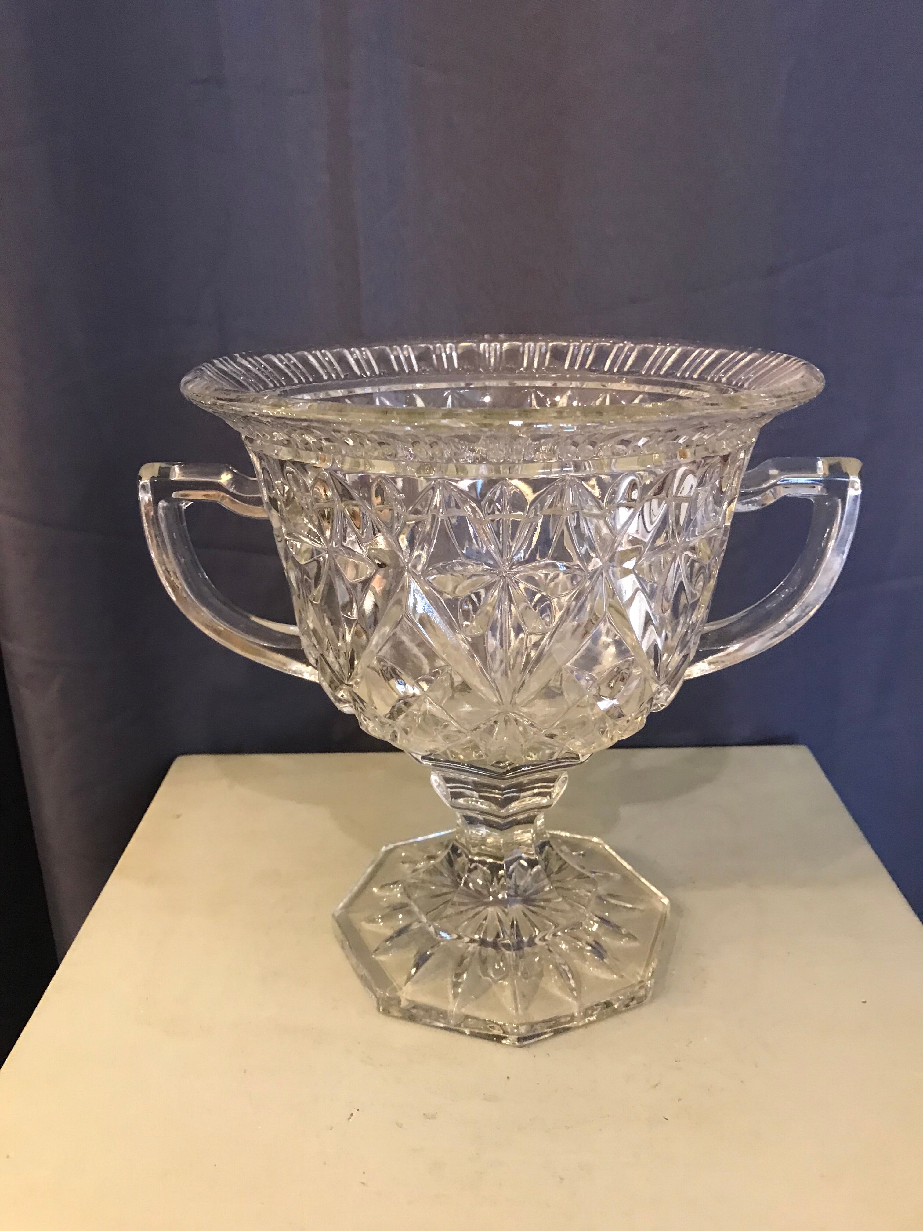 Glass triumph cup with handles 70s vintage
