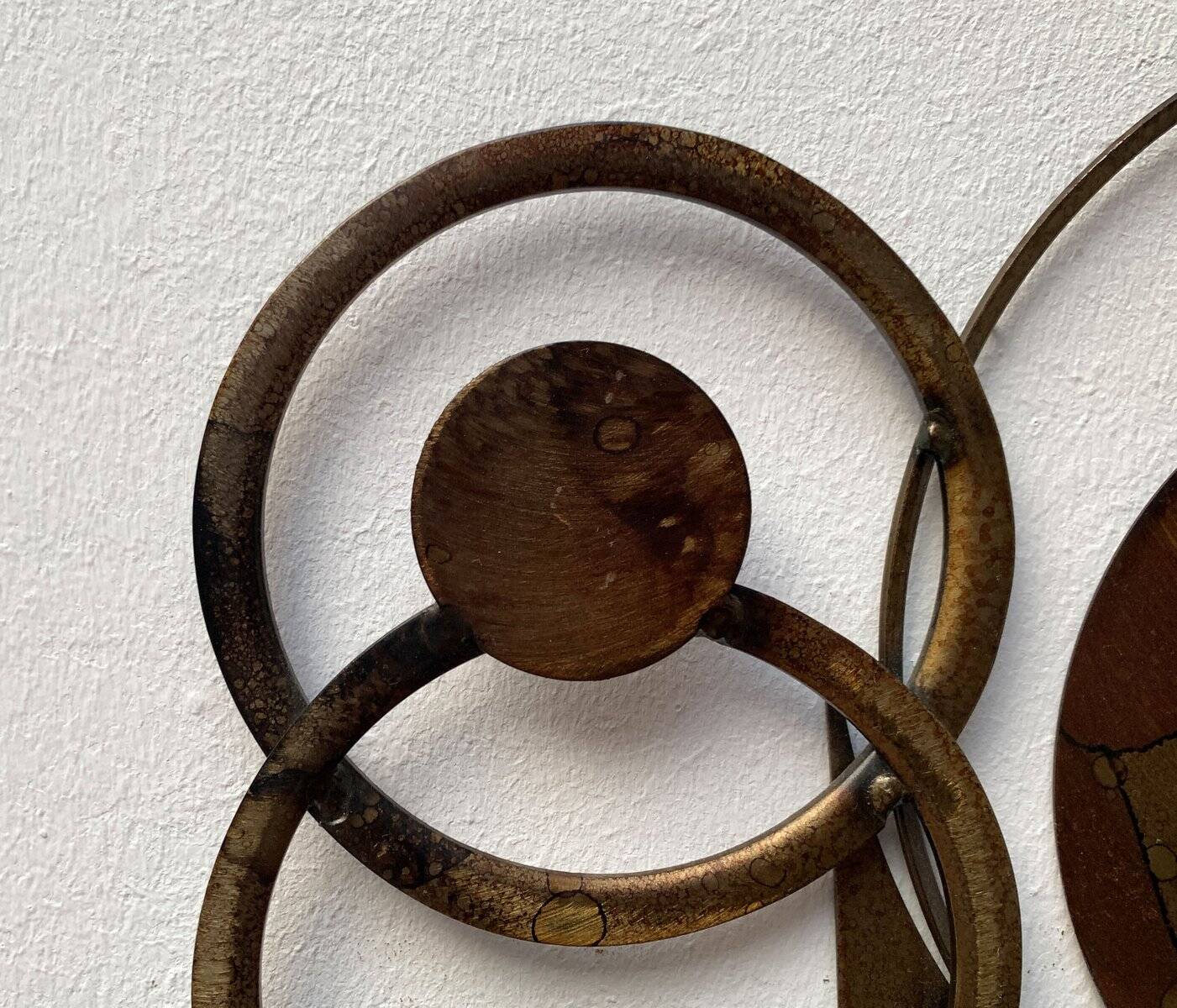 Brutalist mid-century Danish metal wall sculpture and candle holder by Henrik Horst.