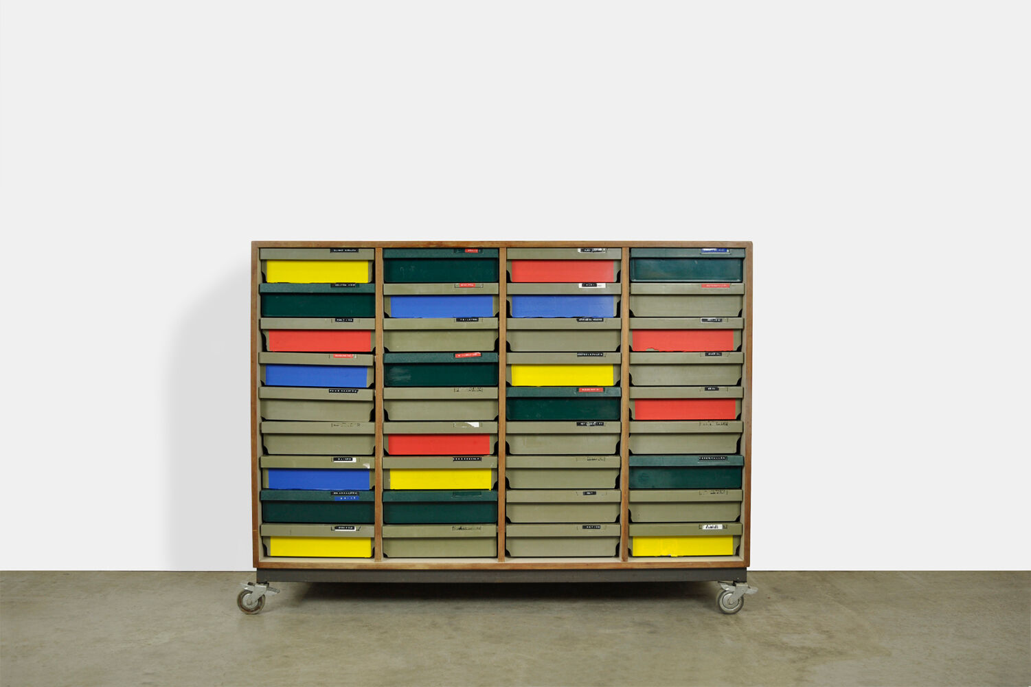 Dutch schoolcabinet with coloured drawers, 1970s