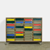Dutch schoolcabinet with coloured drawers, 1970s