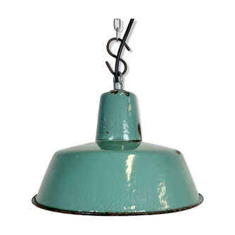 Industrial petrol enamel pendant lamp, 1960s