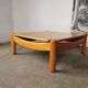 Square coffee table in solid blond wood 80s