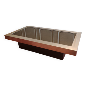 Coffee table in aluminum and smoked glass, 1970