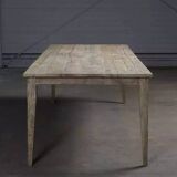 Table de ferme ancienne en chêne patiné longitudinal - 280 cm de long