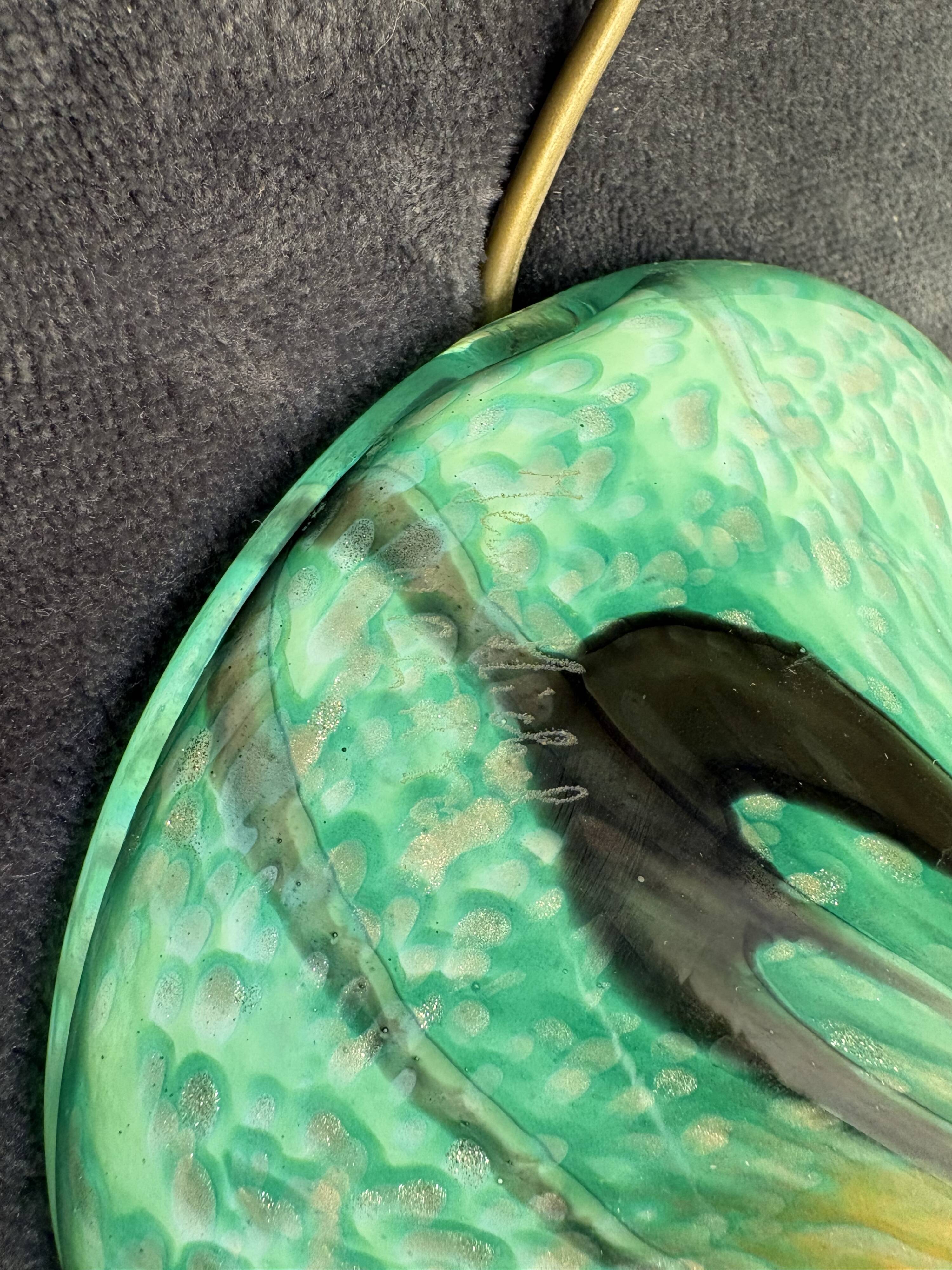 Large lamp signed by Jean-Michel Operto – blown glass with gold leaf