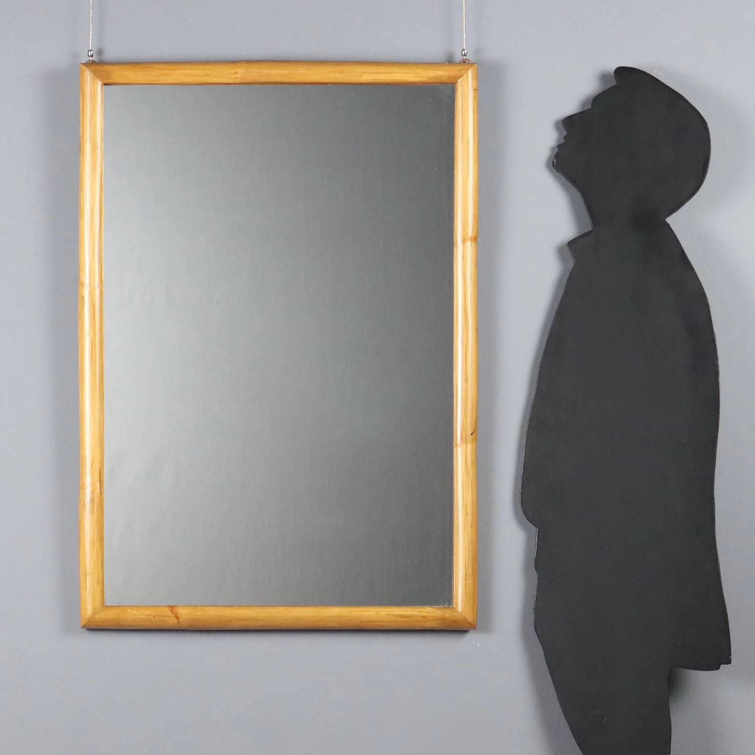 Vintage mirror with bamboo frame, Italian design, 1980s.
