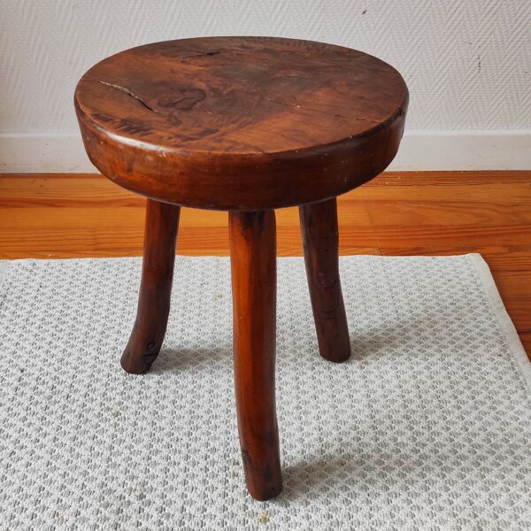 Tabouret tripode brutaliste ancien