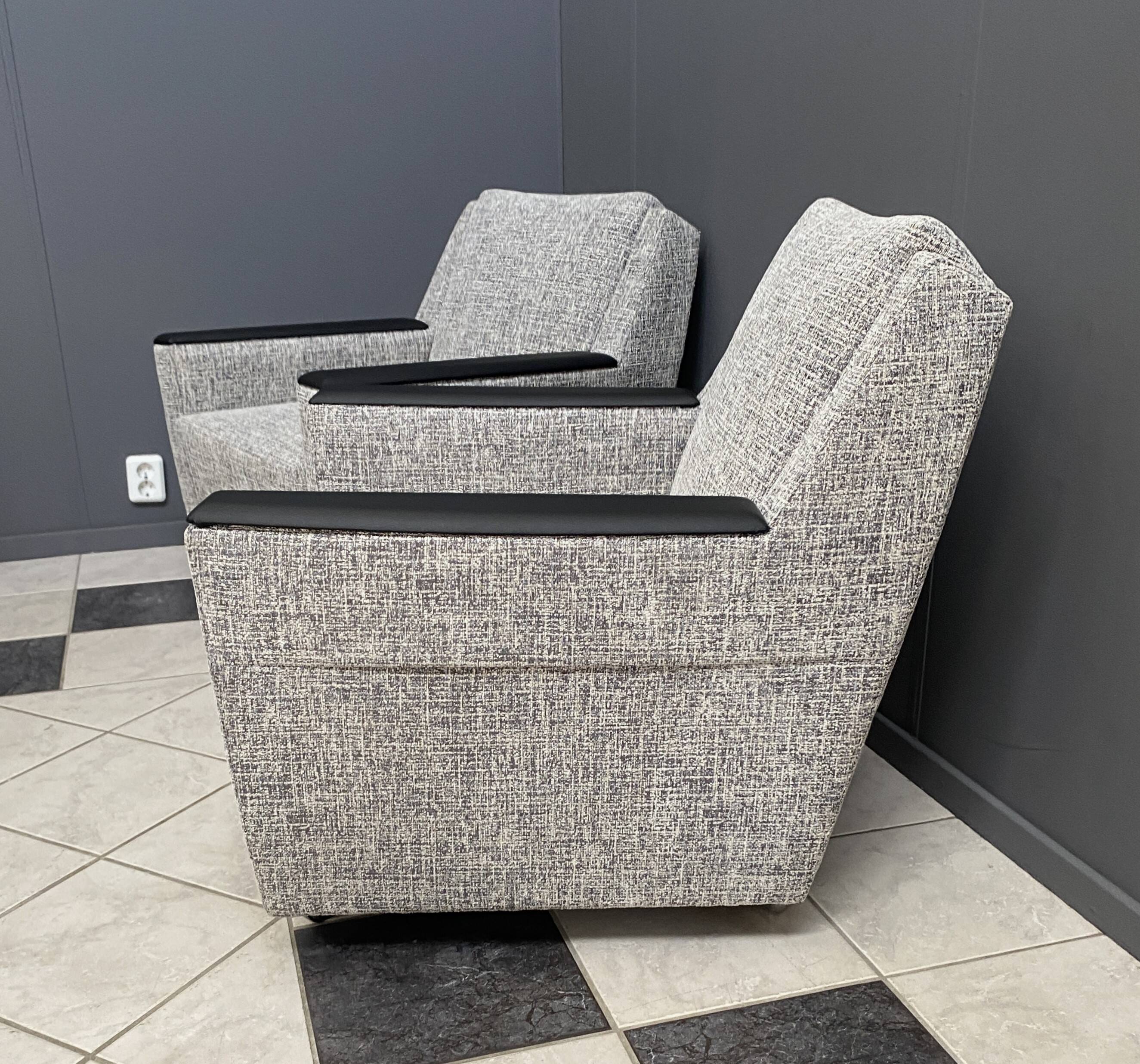set of 2 grey relax chairs on castors 1970s
