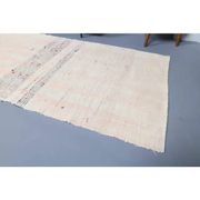 Vintage Turkish Hand-Knotted Wool Cotton Beige Kilim Runner Rug 120x380