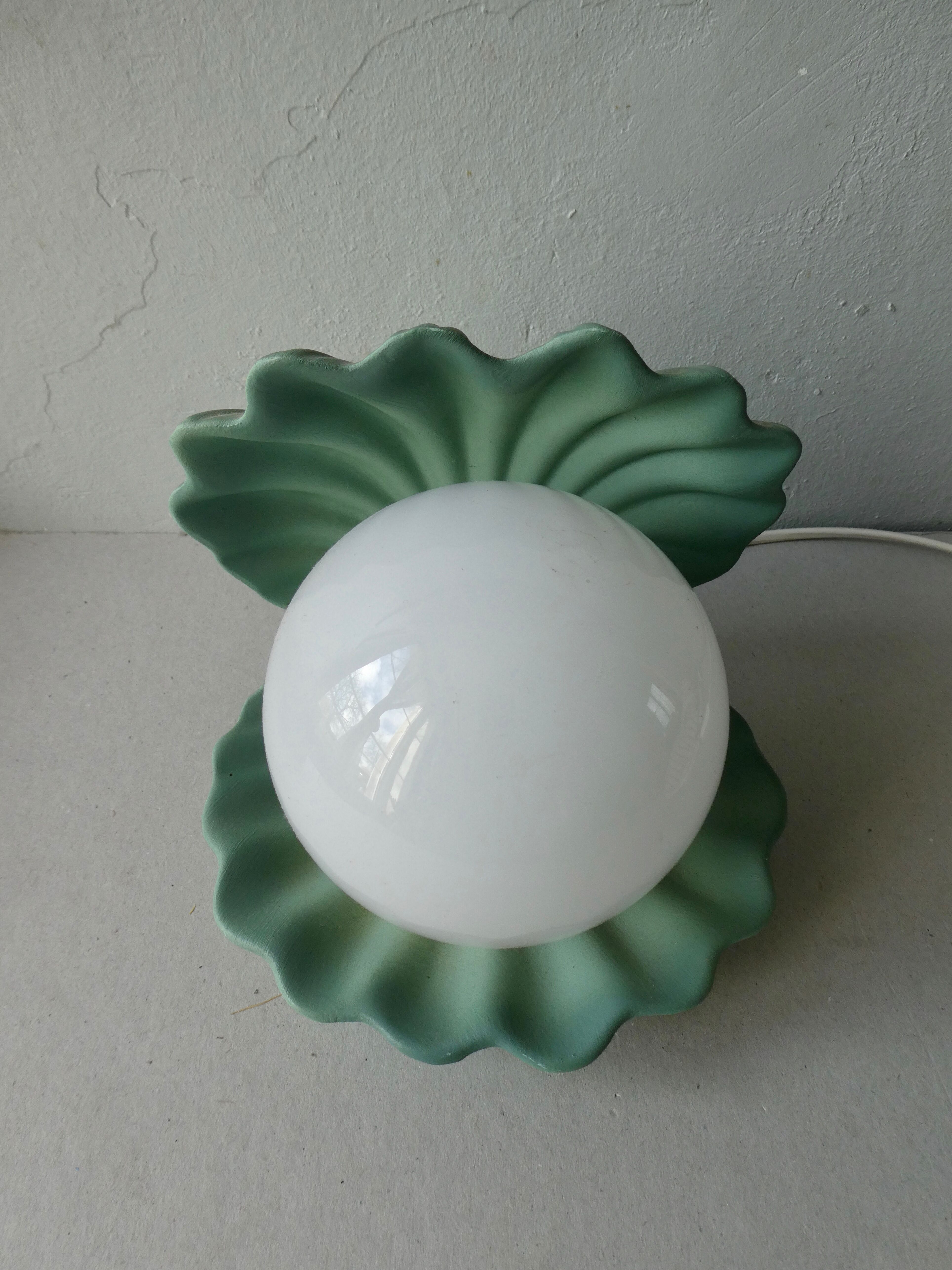 Ceramic shell lamp and opaline, 80s