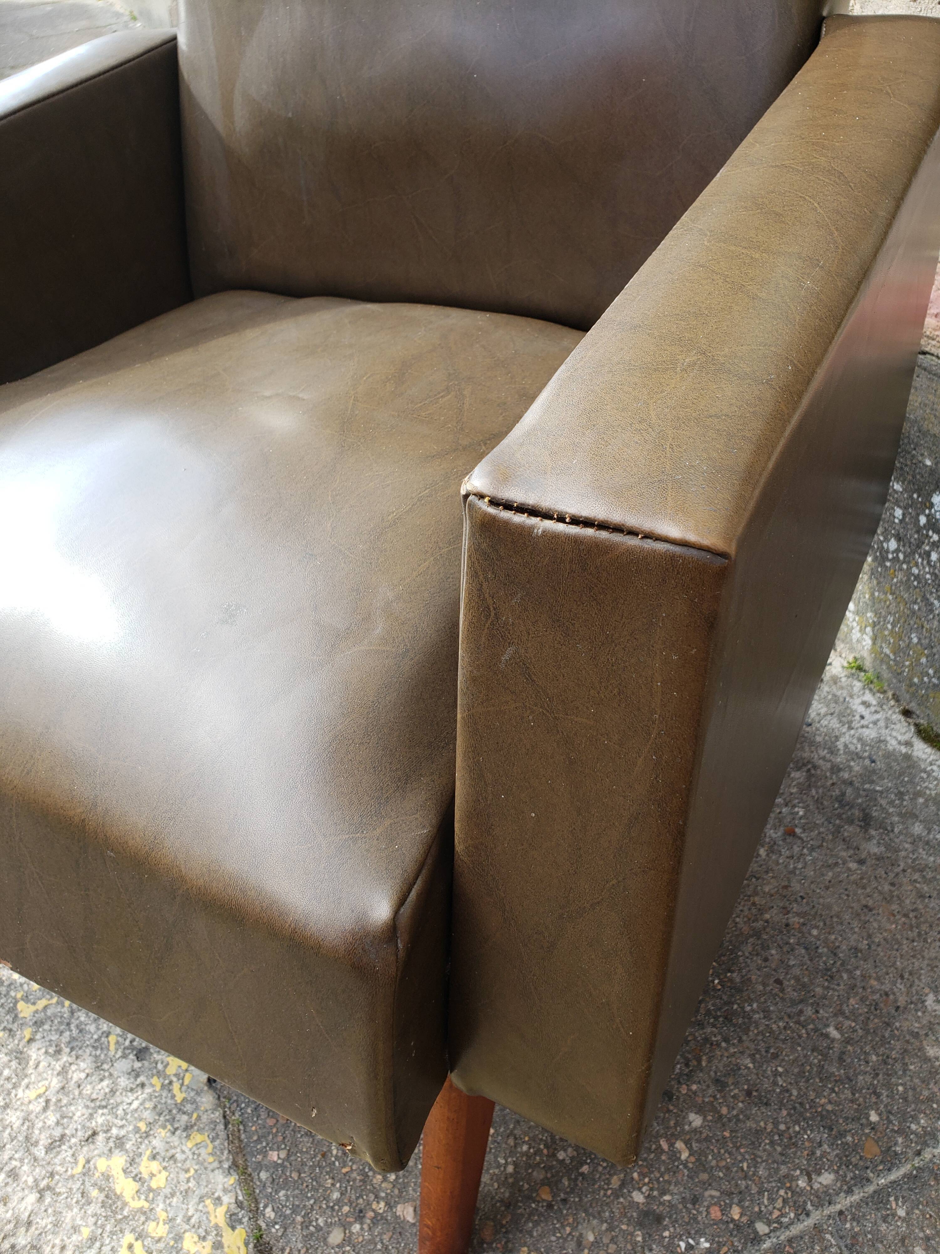 Vintage Scandinavian olive green armchairs