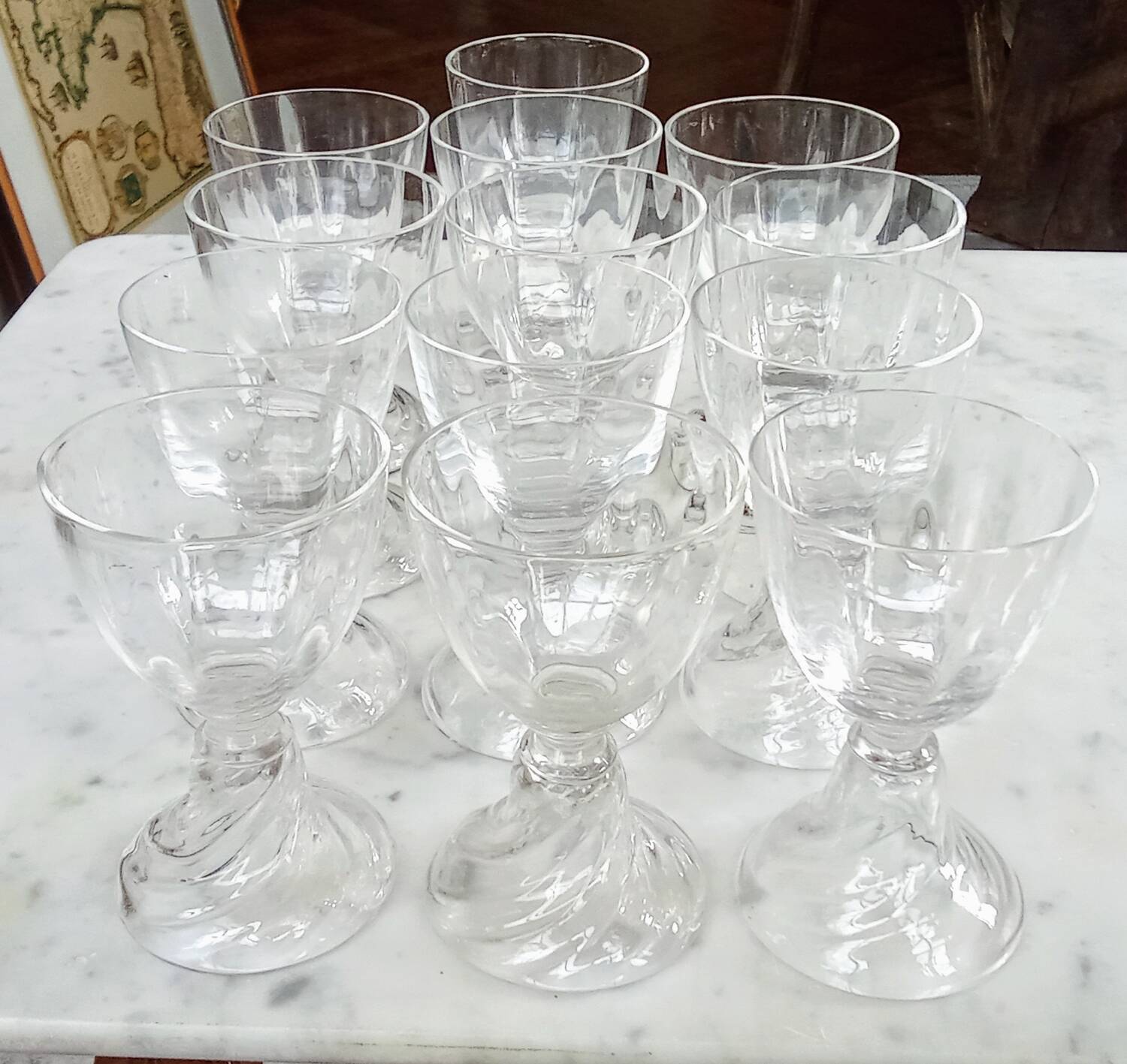 Set of 14 Saint Louis crystal aperitif glasses