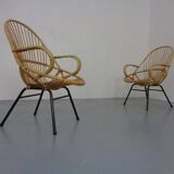 Set of Dutch Mid-Century Bamboo Chairs by Rohé Noordwolde, 1950s