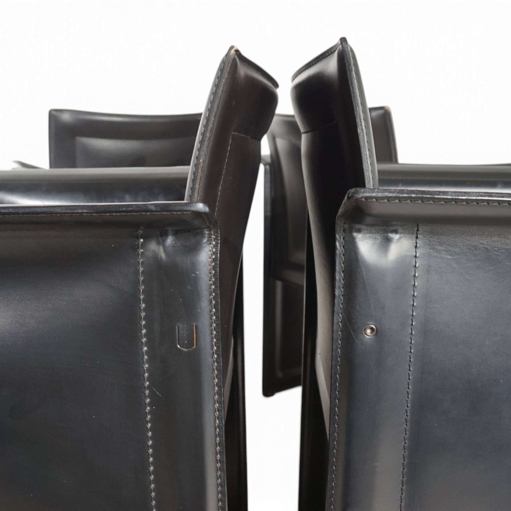 Arrben Solaria leather dining chairs, set of 4 by Tito Agnoli, 1970