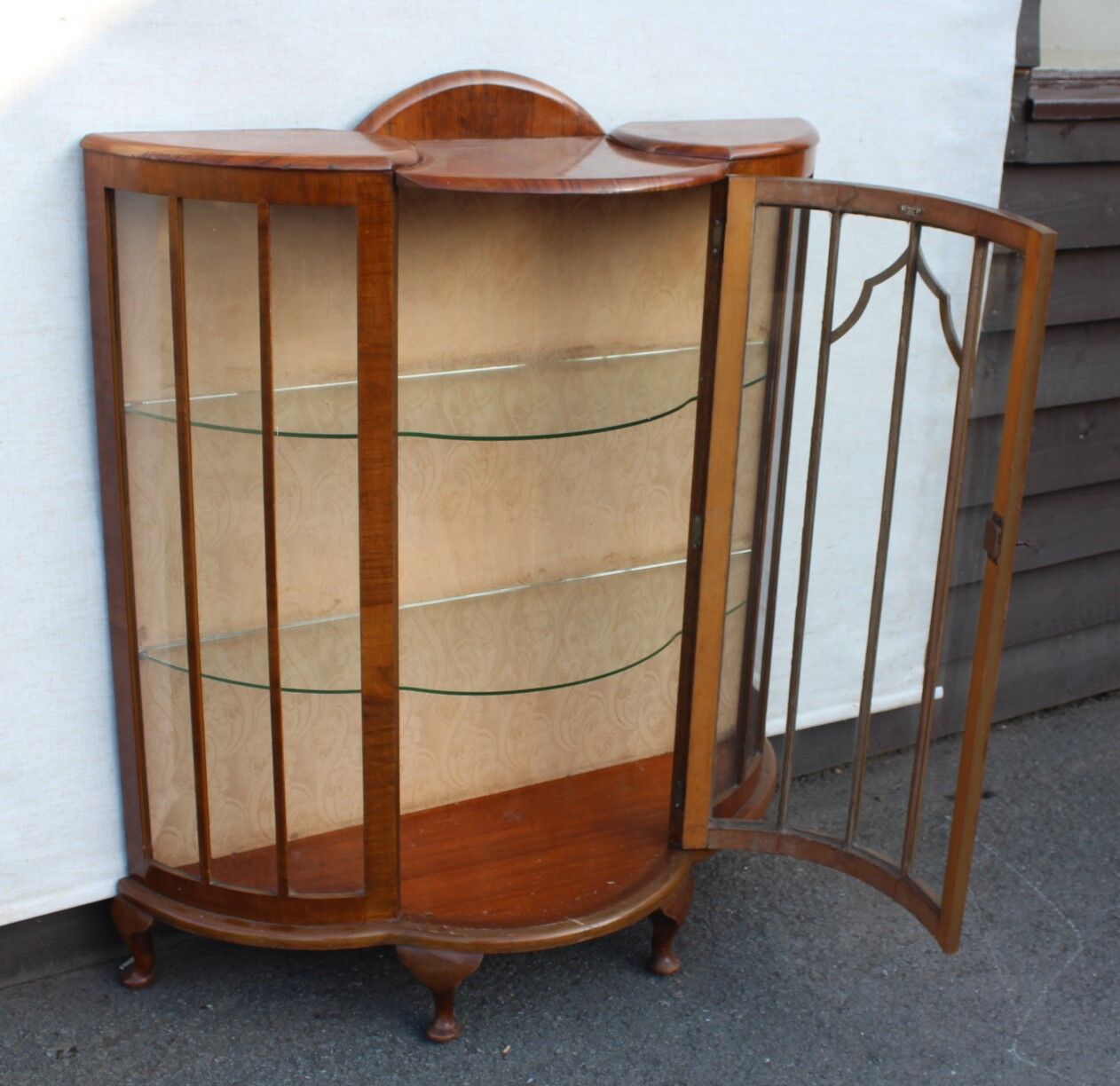 Mahogany curved display case 1930