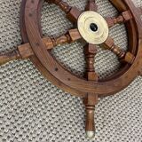 Rudder bar wheel boat in wood and brass "Comptoir des Indes" shelf