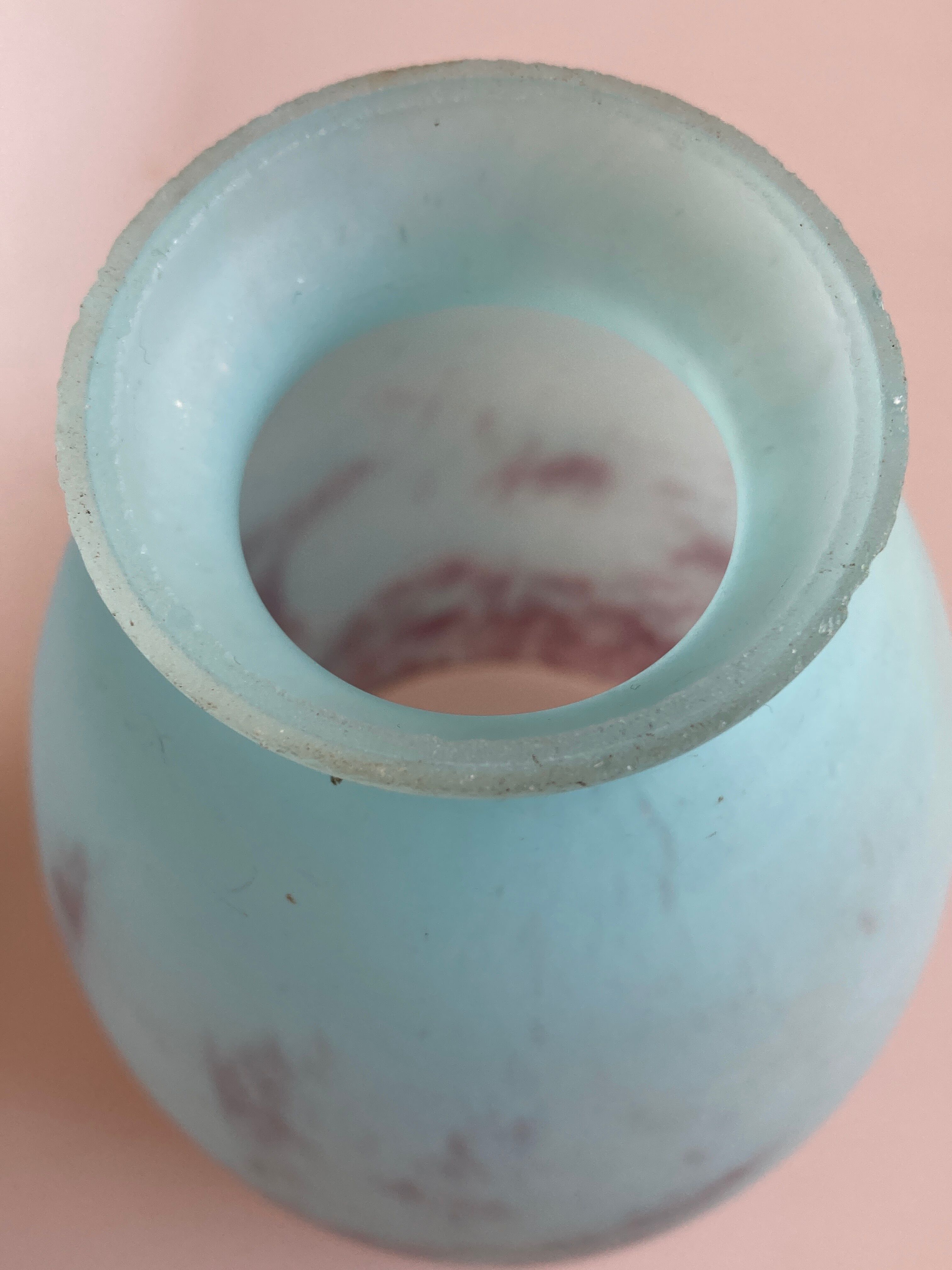 Tulipe en pate de verre bleue turquoise