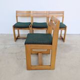 Set of 4 Maison Regain Vintage Chairs – Brutalist Solid Elm