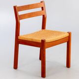 Set of 6 Scandinavian chairs in teak and rope