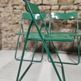 Set of 6 green folding patio chairs