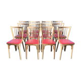 8 chairs Baumann No. 12 red beech skai way